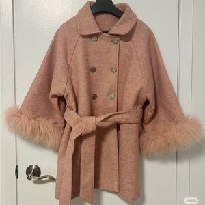 Elegant Pink Double-Breasted Women's Coat
